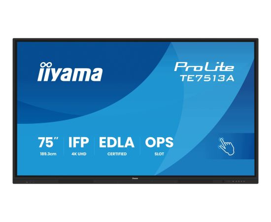 Monitors iiyama 75" UHD IR 40P Touch AG ar (TE7513A-B3AG) Monitori