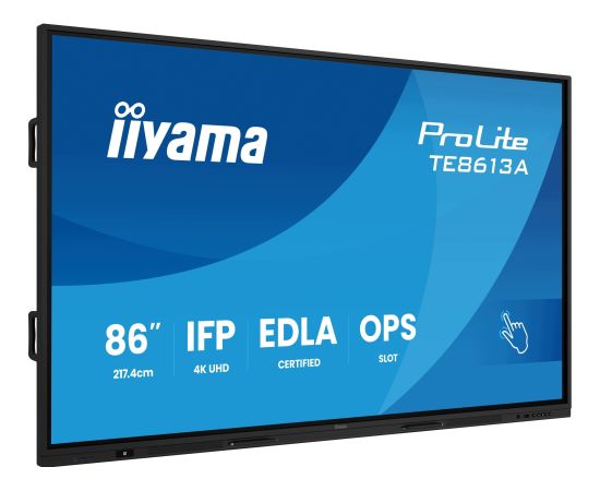 Монитор iiyama 86"W IFP 40-точечный сенсорный экран PureTouch IR 2,17 м (85,6") Wi-Fi 4K Ultra HD Встроенный процессор Android (TE8613A-B3AG) LED / LCD мониторы