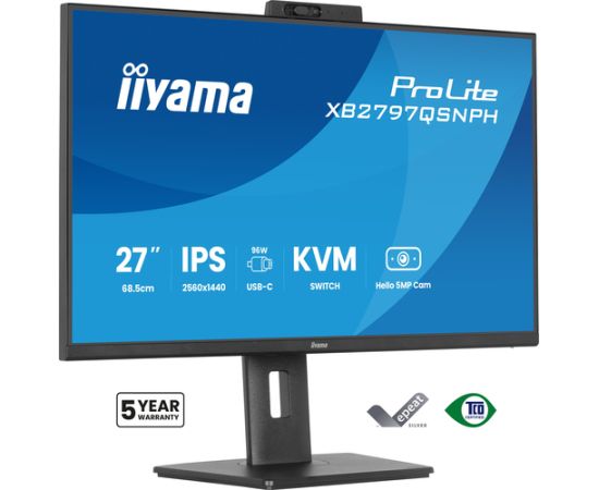 Монитор iiyama ProLite XB2797QSNPH-B1 27IN IPS LCD 4MS 2560X1440 350CD/M2 HDMI/DP/USB 2 компьютерный монитор 68,6 см (27") 2560 x 1440 px Quad HD Black LED / LCD мониторы