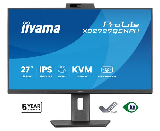Монитор iiyama ProLite XB2797QSNPH-B1 27IN IPS LCD 4MS 2560X1440 350CD/M2 HDMI/DP/USB 2 компьютерный монитор 68,6 см (27") 2560 x 1440 px Quad HD Black LED / LCD мониторы