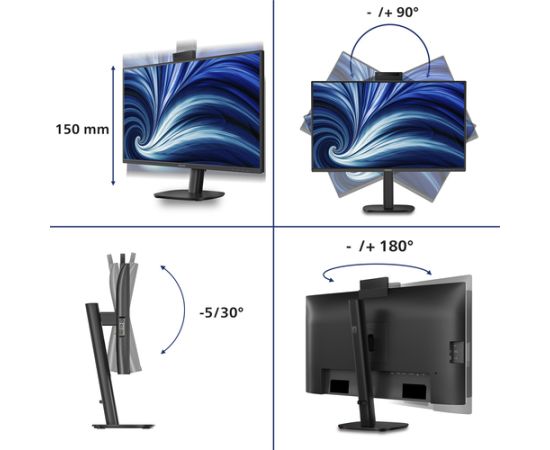 Монитор Philips Philips 3000 series 27B2U3601H/00 компьютерный 68,6 см (27") 2560 x 1440 px Quad HD LCD Black LED / LCD мониторы