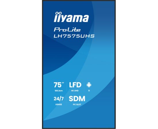IIYAMA 189.3cm(75") LH7575UHS-B2AG 16:9 3xHDMI+DP+2xUSB (Speditionsversand) Monitori