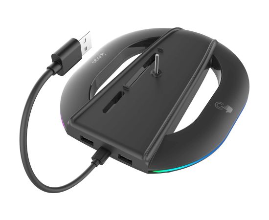 iPega P5S035SAH Vertical Stand (2xUSB-A) with RGB priekš PS5 Slim/PS5 Pro / melns Piederumi konsolēm