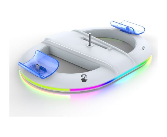 iPega P5S045 Vertikāls uzlādes statīvs ar RGB priekš PS5 Slim/PS5 Pro / balts Piederumi konsolēm