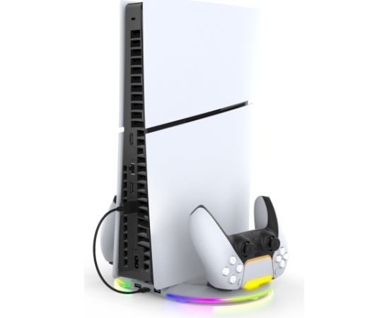 iPega P5S045 Vertikāls uzlādes statīvs ar RGB priekš PS5 Slim/PS5 Pro / balts Piederumi konsolēm