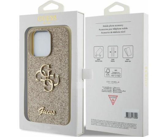 Guess Fixed Glitter Big Case Aizsarpgapvalks Priekš Apple iPhone 15 Pro Max Neoriģinālie Maciņi