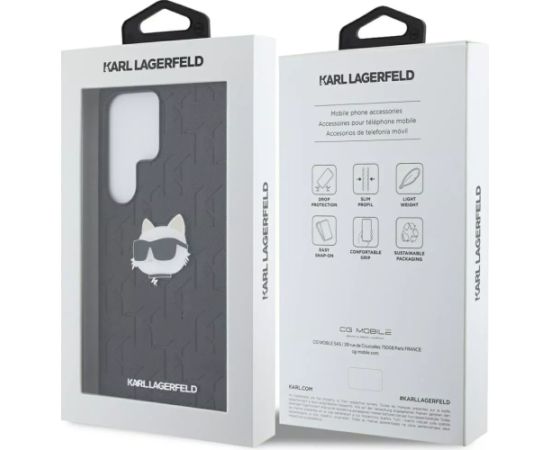 Karl Lagerfeld Leather Monogram Pin Logo Choupette Head Aizsargapvalks Priekš Samsung Galaxy S25 Ultra Neoriģinālie Maciņi