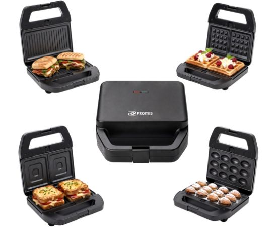 Promis 4 in 1 MELTO sandwich maker / sandwich, cookies, nuts, waffles, grill / Тостеры