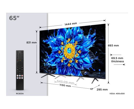 TCL P8L 65P8L TV 165.1 cm (65") 4K Ultra HD Smart TV Wi-Fi Black 450 cd/m² Televizori