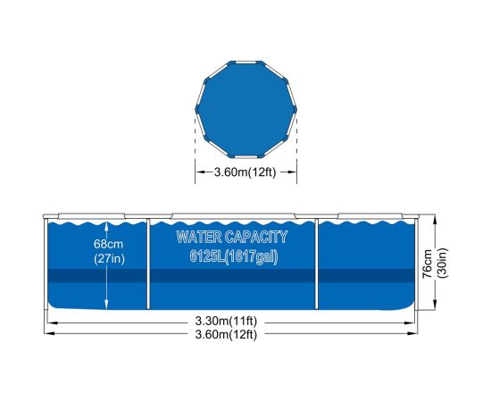 AVENLI Round Frame Swimming Pool 366x76 Set Akumulatori