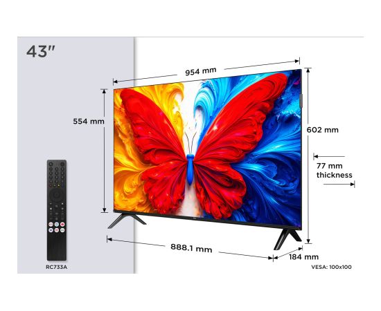 TCL S5L 43S5L TV 109.2 cm (43") Full HD Smart TV Wi-Fi Black 300 cd/m² Televizori