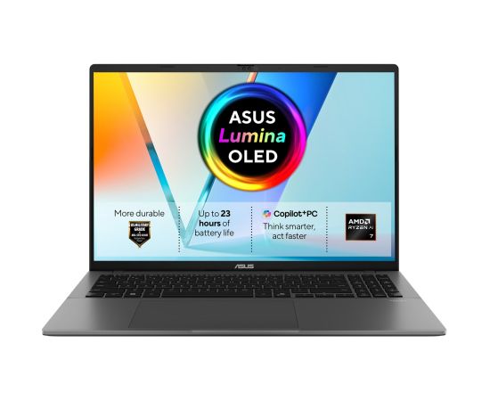 ASUS Vivobook S16 M3607GA-SH011W Ryzen AI 7 445 16.0"FHD OLED 60Hz 300nits 16GB DDR5 SSD512 Radeon 840M Cam1080p+IR 70WHrs Win11 Aluminum Matte Gray Ноутбуки