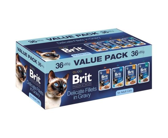 Brit Delicate Fillets in Gravy for Adult Cats mokra karma dla kota 36x85g Barība