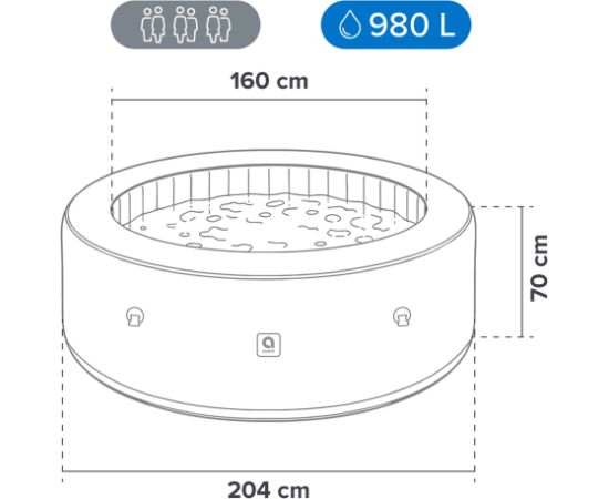 Garden spa, inflatable pool, AVENLI NICE 6-person hot tub, 204x70, brick-coloured Akumulatori