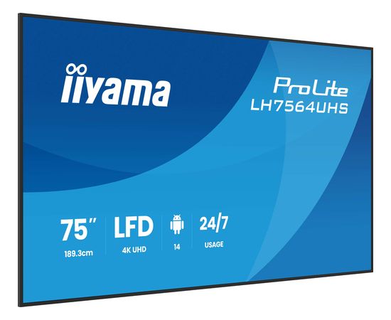 IIYAMA 189.3cm(75") LH7564UHS-B1AG 16:9 2xHDMI+USB-C (Speditionsversand) LED / LCD мониторы