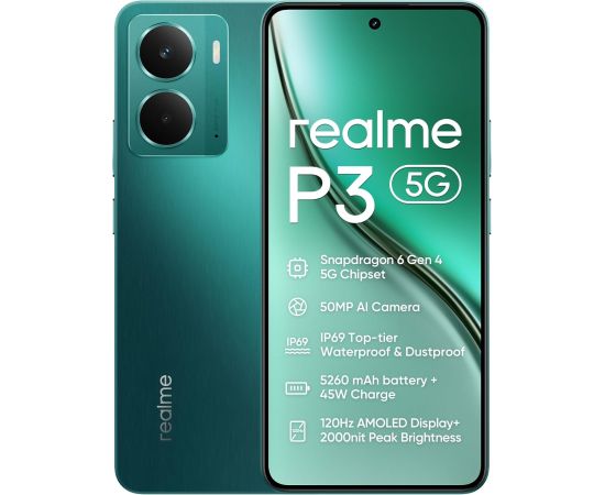 Realme P3 5G 256GB 8GB Starlight Green RMX5079 EU Мобильные телефоны