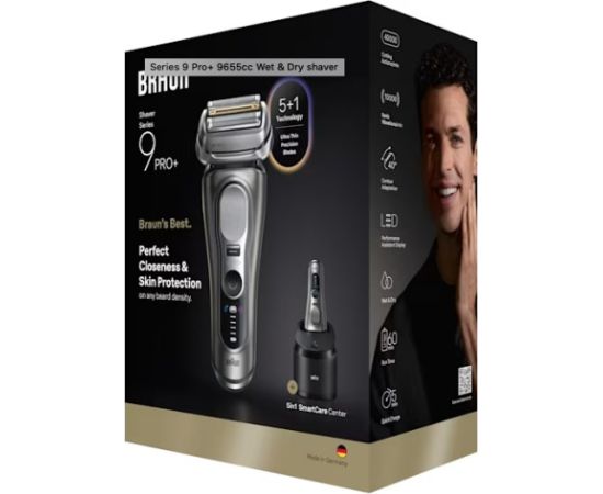 Braun Series 9 Pro+ 9655cc Foil shaver Trimmer Grey Matu, Bārdas, Ķermeņa trimmeri