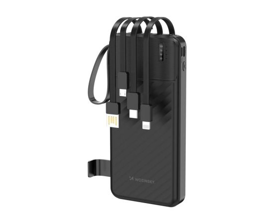 Wozinsky   W11-B 10000mAh 10W Powerbank with Built-in Cables and Flashlight Black Power-банки