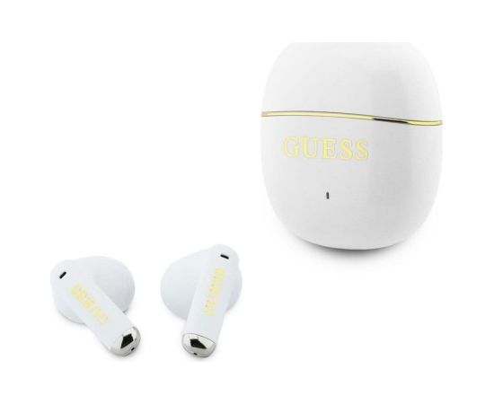 Guess   Gold Line Glossy Classic Logo TWS Wireless Earphones White Austiņas