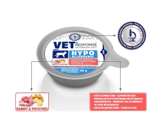 VET RESPONSE Hypoallergenic Rabbit - wet cat food - 85g Barība