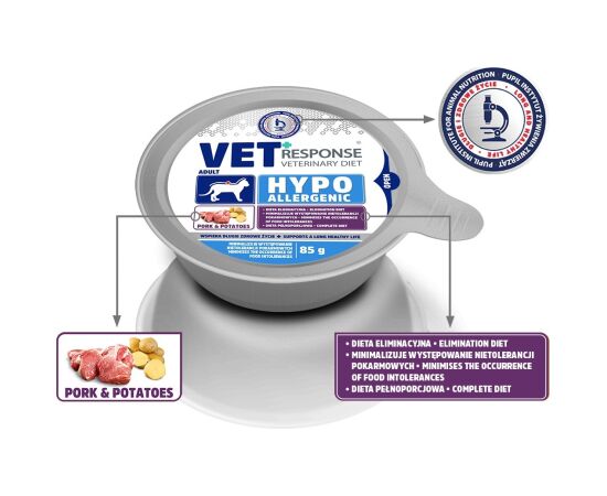 VET RESPONSE Hypoallergenic Pork - wet cat food - 85g Barība