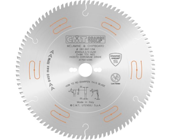 Griešanas disks kokam CMT 281; 300x3,2x30,0 mm; Z96; -3° Zāģripas