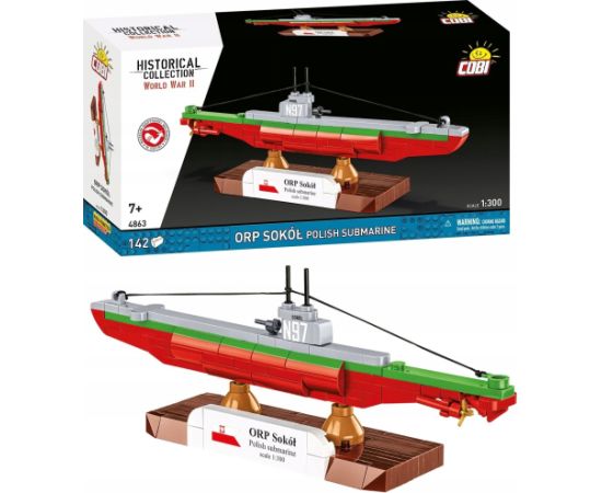Cobi COBI HC WWII ORP Sokół Polish Submarine 142kl 4863 Mašīnas un piederumi