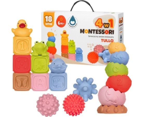Tullo Klocki sensoryczne Zestaw Montessori 18szt Машины и аксессуары
