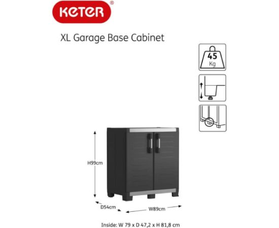 Keter Большой гаражный шкаф XL 89x54x99 см, черный Darbagaldi un darbnīcu mēbeles 