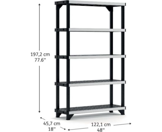 Keter 5-ярусная стеллажная система Fused 122,1x45,7x197,2 см, черная Новинки Для дома и сада 
