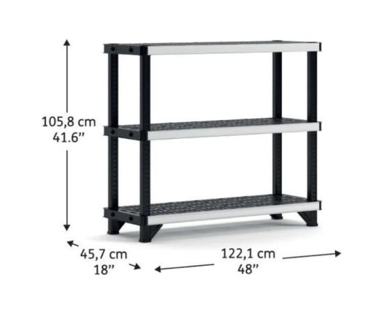Keter 3 līmeņu plaukts Fused 122,1x45,7x105,8cm melns Jaunumi -Dārzam