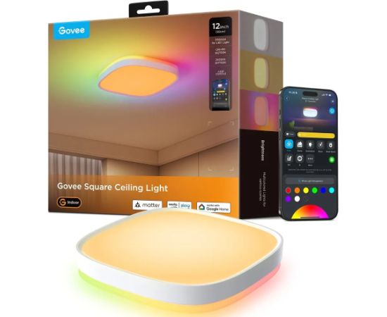 Govee 12-inch Square Smart Ceiling Light RGBWW + RGBIC H80A4 Modernās lampas
