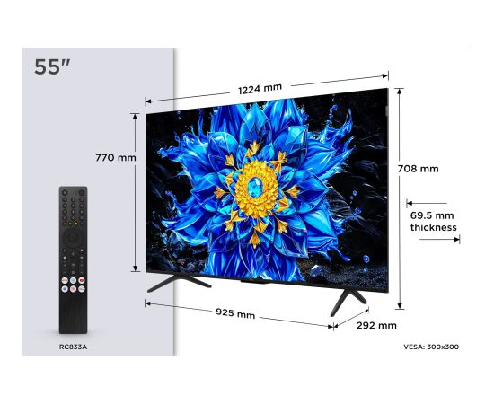 TCL P8L 55P8L TV 139.7 cm (55") 4K Ultra HD Smart TV Wi-Fi Black 450 cd/m² Televizori