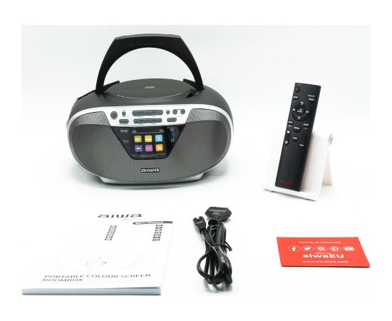 AIWA boombox sistēma ar bluetooth un TFT-LCD displeju, pelēks - BBTU-500DAB/SL Aудио-видео