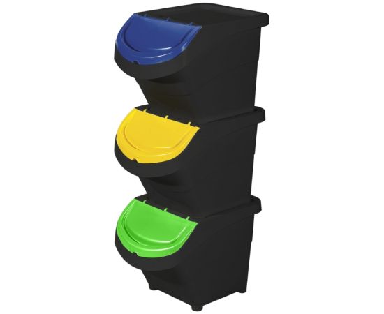 Atkritumu tvertņu komplekts 3 gab. Eco Solution Set 3 26L 31x43,5x92cm melna-zila/dzeltena/zaļa Jaunumi -Dārzam