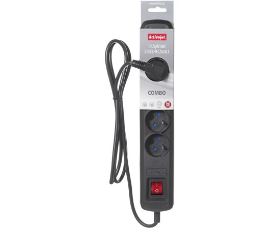 Activejet black power strip with cord ACJ COMBO 5G/5M/BEZP. AUTO/CZ Strāvas pagarinātāji