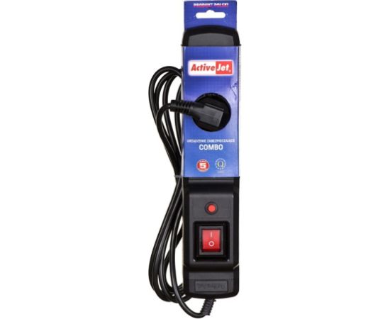 Activejet COMBO 3GN 5M black power strip with cord Strāvas pagarinātāji