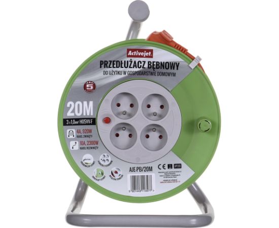 Activejet AJE-PB/20M reel extension cord 20m Strāvas pagarinātāji