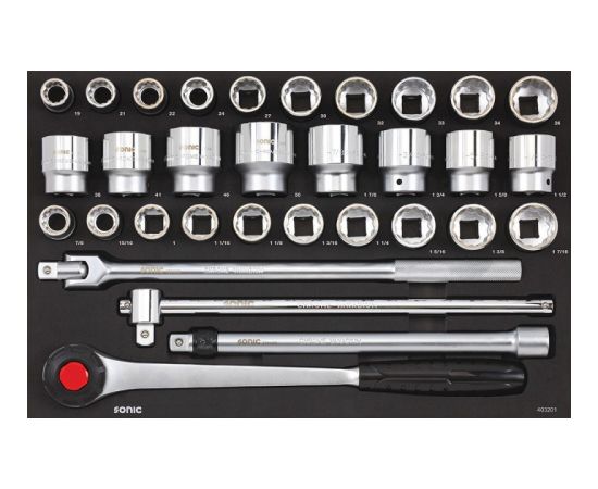 Instrumentu komplekts Sonic Equipment 403201; 3/4''; 32 gab. Mehāniskie instrumenti