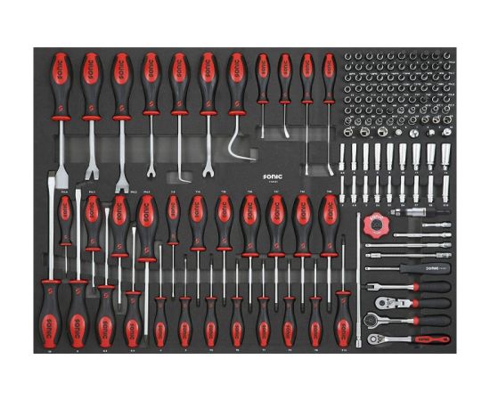 Instrumentu komplekts Sonic Equipment 114101; 1/4''; 3/8''; 1/2''; 141 gab. Mehāniskie instrumenti
