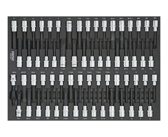 Muciņu ar uzgaļiem komplekts Sonic Equipment 306402; 1/2''; 64 gab. Mehāniskie instrumenti