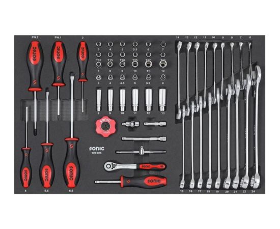 Instrumentu komplekts Sonic Equipment 106105; 61 gab. Mehāniskie instrumenti