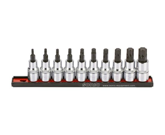 Muciņu ar uzgaļiem komplekts Sonic Equipment 301005; 1/2''; TX; 10 gab. Mehāniskie instrumenti