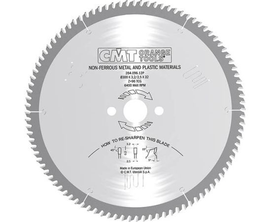 Griešanas disks alumīnijam CMT 284; 350x3,2x32; Z108; 5° Zāģripas