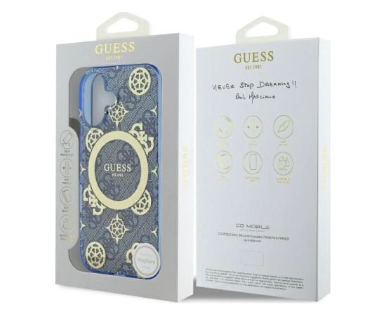 Guess IML Peony On 4G Background MagSafe Защитный Чехол для Apple iPhone 16 Чехлы - альтернативные