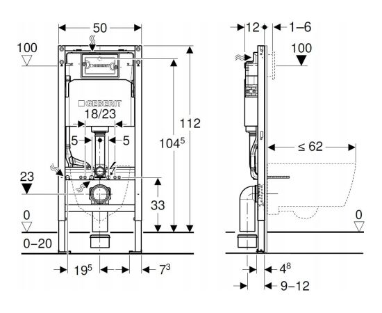 Geberit Duofix Basic Delta H112 rāmis WC (111.170.00.2) Jaunumi - Datori