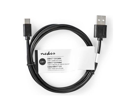 Nedis CCGT60600BK20 USB 2.0 USB-A Male USB-C™ Male 480 Mbps 2 m Uzlādes kabelis priekš Data USB kabeļi