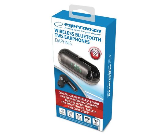 Esperanza EH239K Bluetooth In-Ear Headphone TWS Black Bluetooth austiņas