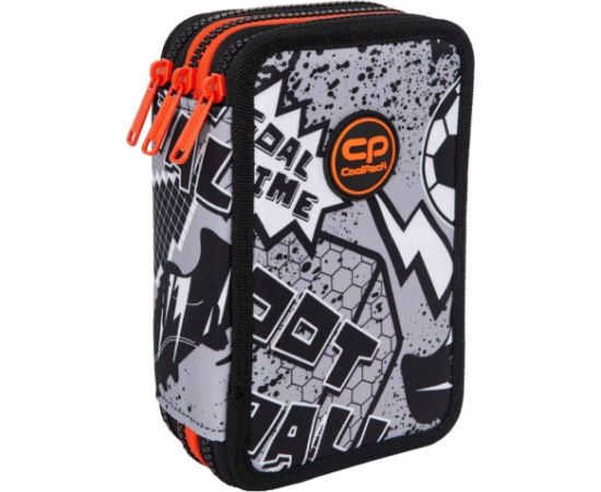 Triple decker pencil case with equipment CoolPack Jumper 3 Grey Ball Mugursomas