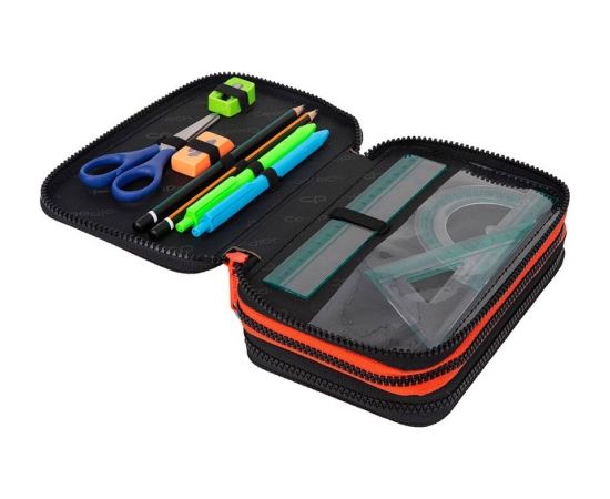 Triple decker pencil case with equipment CoolPack Jumper 3 Grey Ball Mugursomas